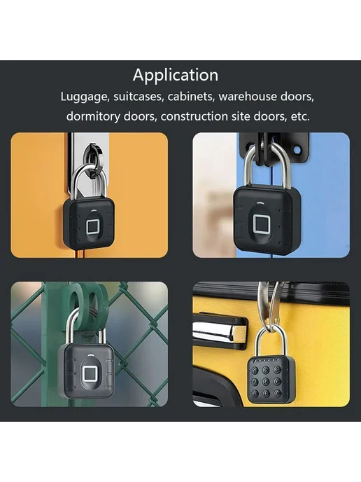 luxuglow Интеллектуальный навесной замок черный Only Fingerp, черный, фото 3