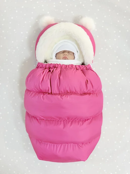 mom&baby Конверт на выписку новорожденного зима, розовый, фото 3