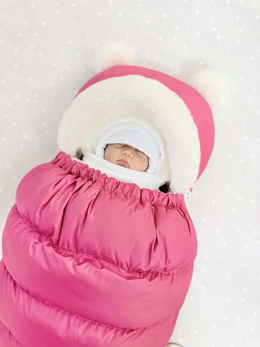 mom&baby Конверт на выписку новорожденного зима, розовый, фото 4