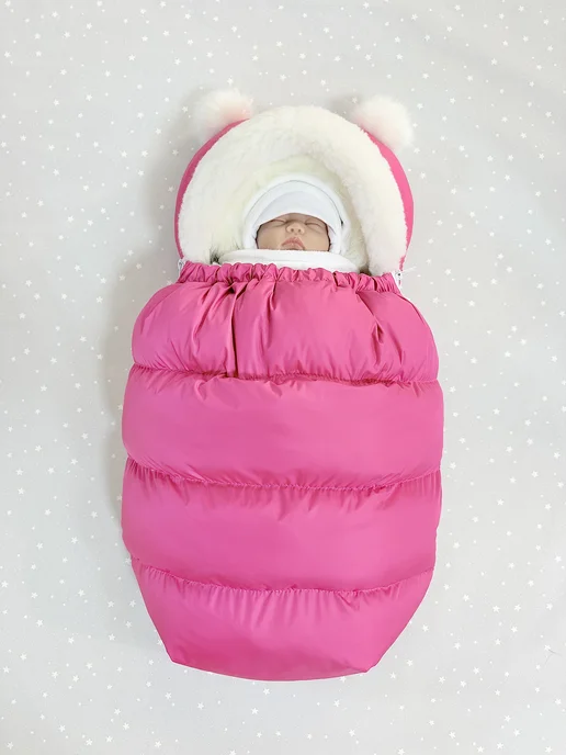 mom&baby Конверт на выписку новорожденного зима, розовый, фото 5