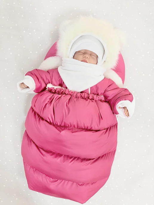 mom&baby Конверт на выписку новорожденного зима, розовый, фото 6
