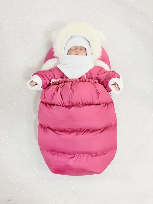mom&baby Конверт на выписку новорожденного зима, розовый, фото 7