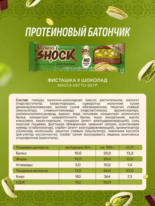 FitnesShock Протеиновые батончики без сахара Дубайская колле, вариант, фото 3
