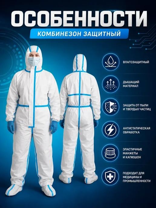 Нет бренда Комбинезон защитный, белый, фото 3