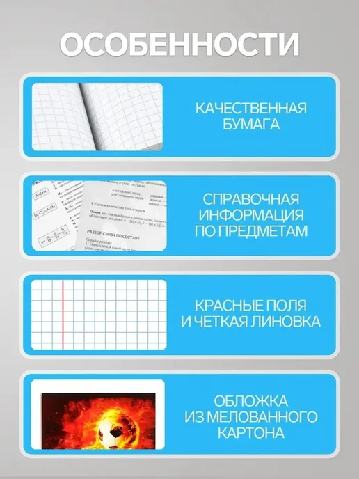 Футбольные тетради для школы — 10 шт, 10 шт, фото 3
