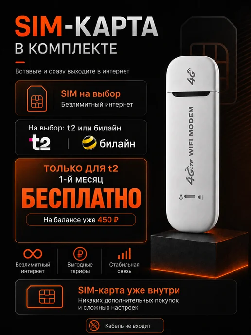 Модем 4G с Безлимитный интернетом, 4 г, фото 2
