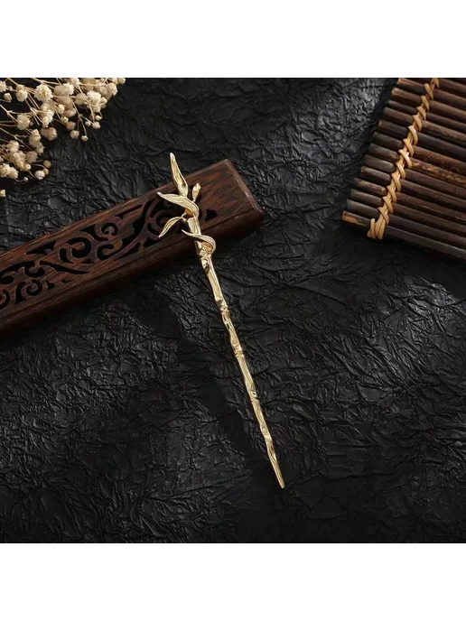 Заколка для волос бежевая, Style 31, 18 см, коричневый