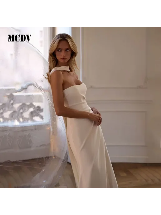 MCDV Сатиновая свадебное платье-русалка без бретелек, черный, фото 2