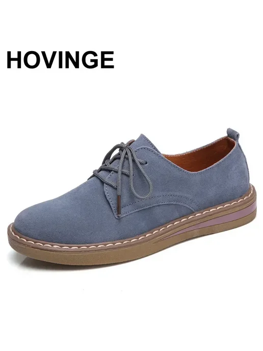 HOVINGE Туфли-оксфорды из натуральной кожи, женские туфли на плоской, синий
