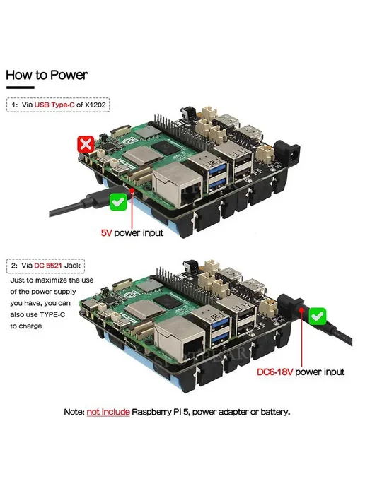 Нет бренда Плата расширения Raspberry Pi 5 источник бесперебойного пита, вариант, фото 7