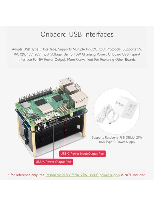 Нет бренда Блок бесперебойного питания Raspberry Pi 5 UPS HAT (E), вариант, фото 4