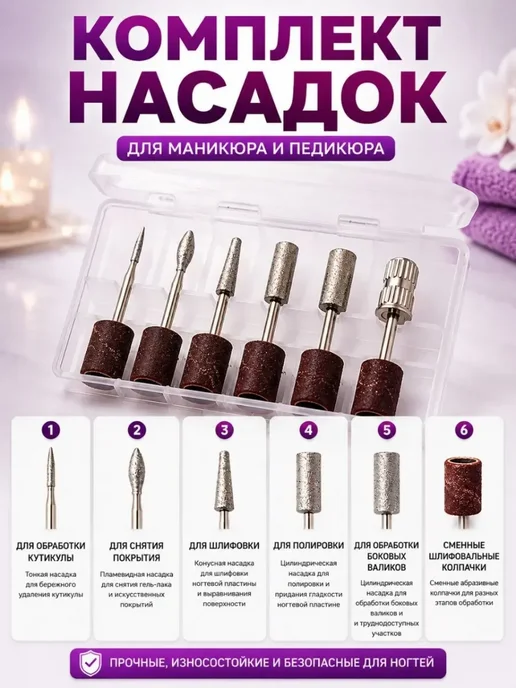 ДА85 Аппарат для маникюра и педикюра профессиональный с насадками, серый, фото 3