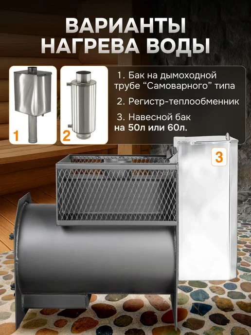 Радуга тепла Банная печь ПБ 26 4 мм чугунная дверца, 6, фото 5