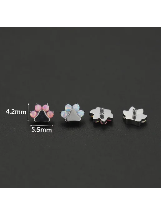 Нет бренда Титановый пирсинг F136 с опалом OP42 1pcs 1.0x8mm, фиолетовый, фото 4