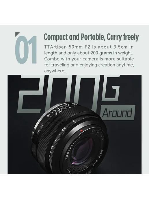 TTArtisan Объектив 50 мм F2 Sony black Никон З, черный, фото 5