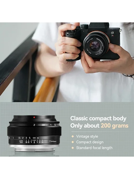 TTArtisan Объектив 50mm F2 black Фудзи ХФ Sony Canon, черный, фото 3