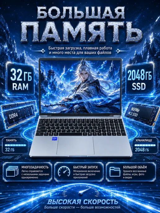 Ноутбук для работы и учебы 16.2 i9 32 ГБ +2048ГБ, 32 ГБ, 2048 ГБ, фото 4