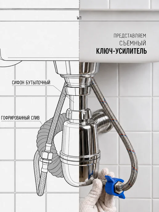 NETFNET Ключ-усилитель для накидной гайки гибкой подводки, синий, фото 3