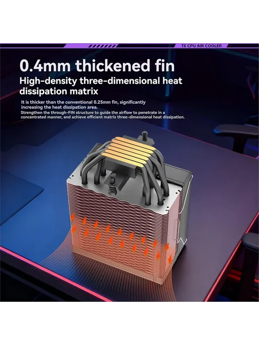 Нет бренда T6 Процессорный кулер с дисплеем для LGA1700, вариант, фото 3