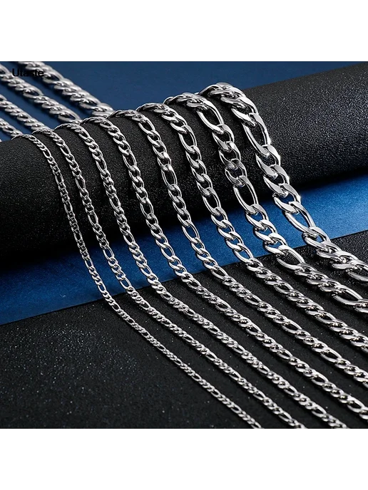 Нет бренда Цепочка Фигаро Black 24inch 60cm Long 7mm Width, черный, фото 4