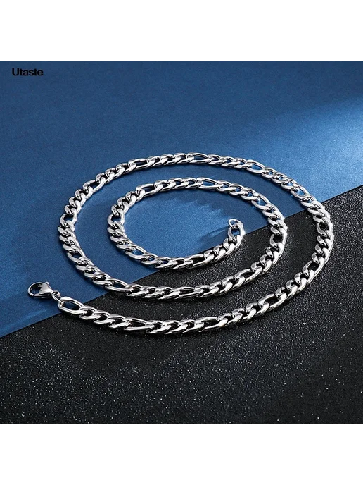 Нет бренда Цепочка Фигаро Black 24inch 60cm Long 7mm Width, черный, фото 6