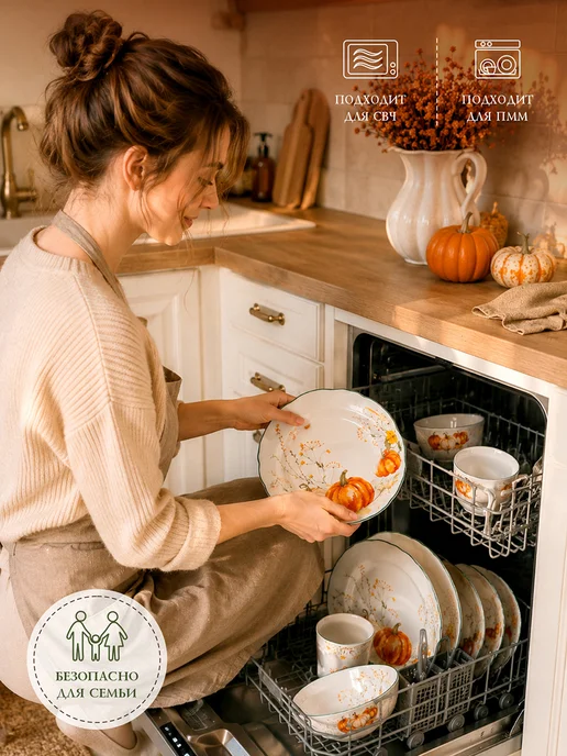 Коралл Блюдо сервировочное большое 32см Pumpkin season, белый, фото 5