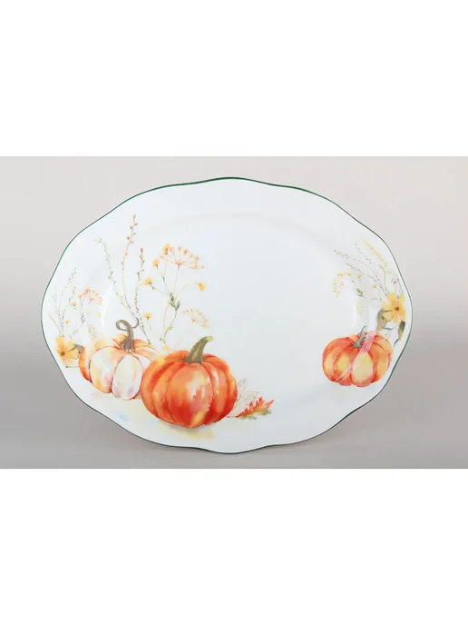 Коралл Блюдо сервировочное большое 32см Pumpkin season, белый, фото 8