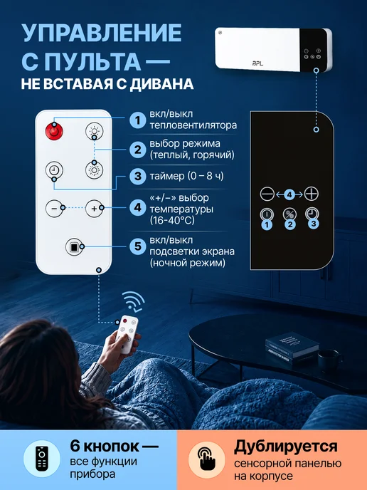 BPL Тепловентилятор керамический для дома и дачи 2000 Вт +пульт, 2000 Вт, фото 5