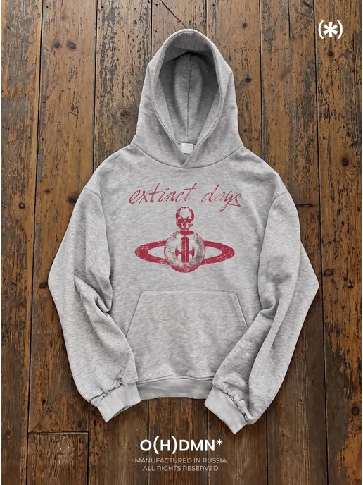 ohdamn Худи оверсайз свага y2k affliction vivienne westwood, серый