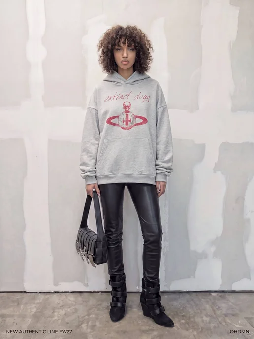 ohdamn Худи оверсайз свага y2k affliction vivienne westwood, серый, фото 2