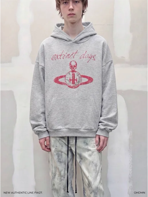 ohdamn Худи оверсайз свага y2k affliction vivienne westwood, серый, фото 4