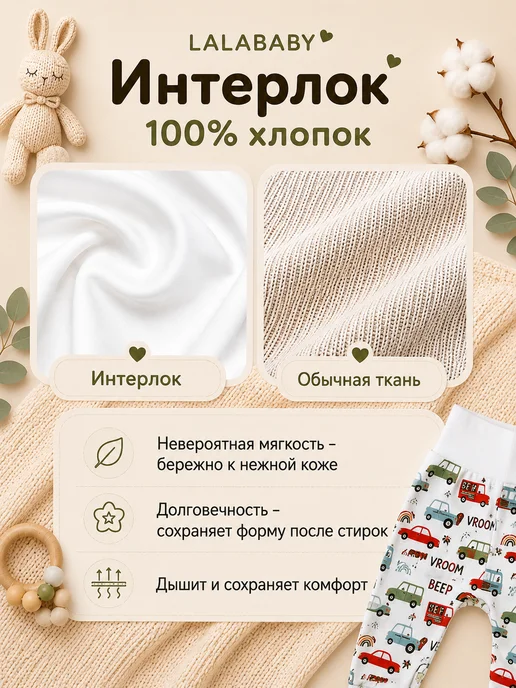 Lalababy Ползунки для новорожденных Машинки штанишки закрытая ножка, синий, фото 2