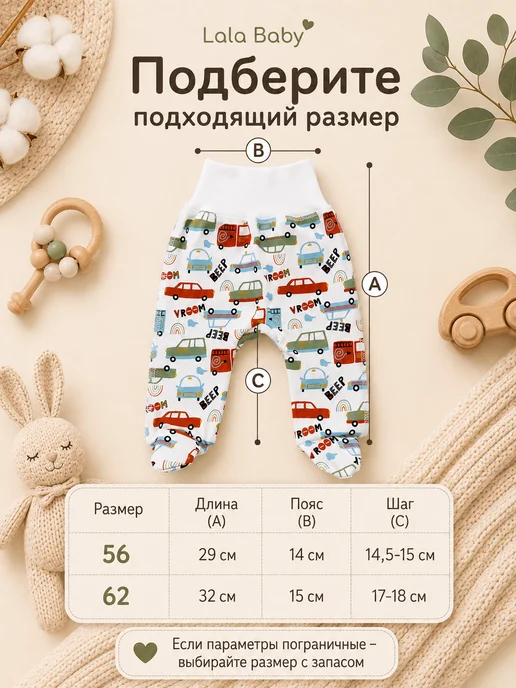 Lalababy Ползунки для новорожденных Машинки штанишки закрытая ножка, синий, фото 6