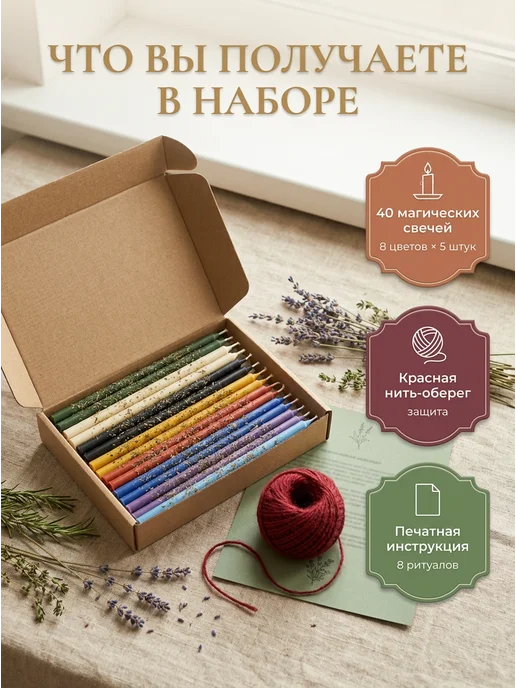 НАМЕРА Свечи восковые магические с травами и заговорами, черный, фото 5