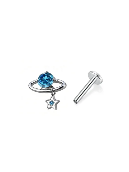 RAYAHJ Титановый пирсинг F136 M0.9 blue-right 1pcs 1.0x6mm, 1 шт