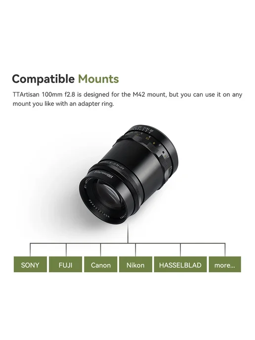 TTArtisan 100mm f2.8 Bubble Bokeh Объектив для полноформатны, черный, фото 5