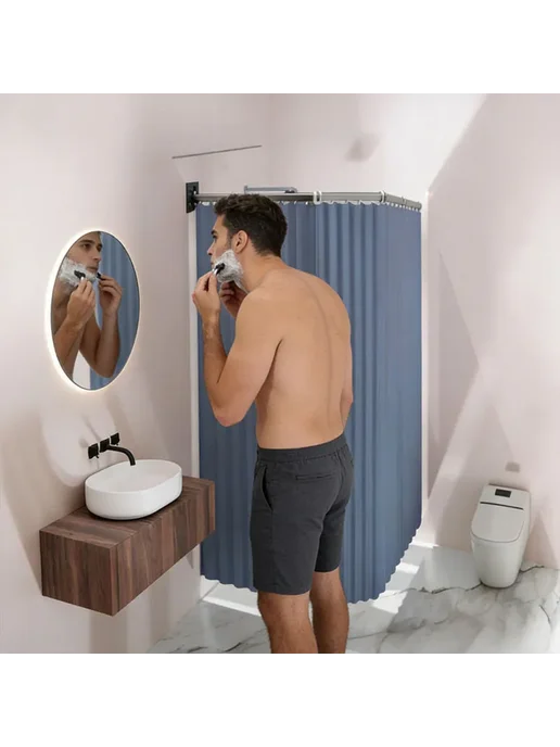Складной металлический карниз для душа With curtain Dark 5, серый, фото 3
