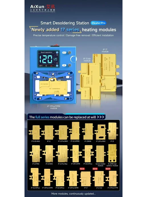 Нет бренда AiXun iHeater Pro для чипов 17, 16, 15, 14, 13, 12, 11, Цвет, 11 цв.