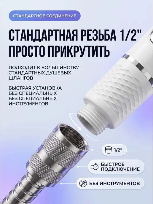Лейка для душа с фильтром, белый, фото 7