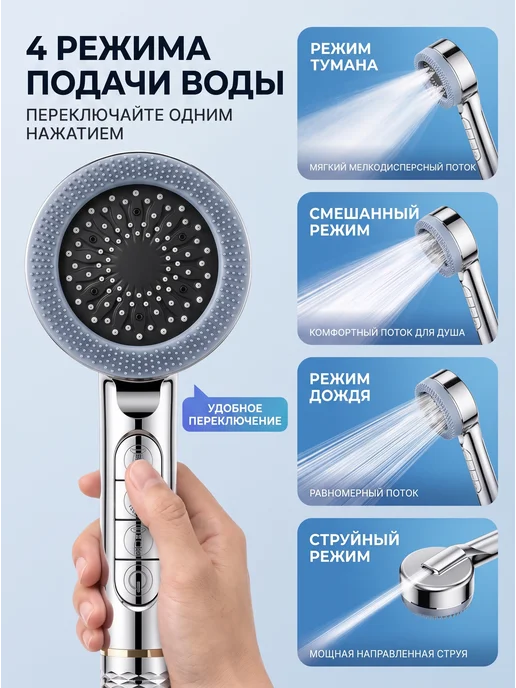 Лейка для душа с фильтром, серый, фото 2