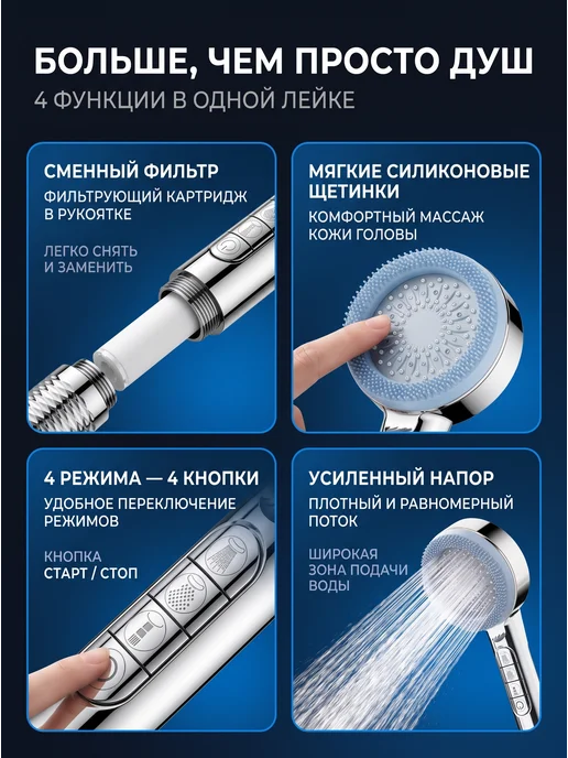 Лейка для душа с фильтром, серый, фото 3