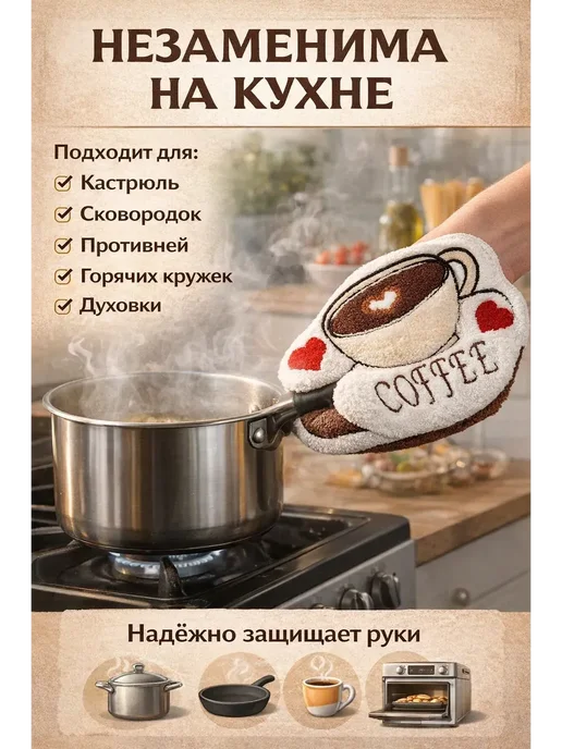 МУС22 Прихватки кухонные набор 2 шт для горячего с петелькой*, 2 шт, фото 2