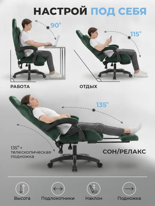 Imba Игровое кресло компьютерное геймерское стул на колесиках, вариант, фото 4