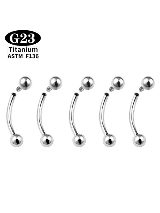 Титановые кольца для пирсинга ASTM F136, 5шт, 1.2x6x3, 5 шт