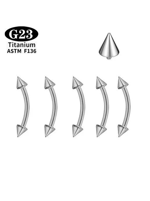 Титановые кольца для пирсинга ASTM F136, 5шт, 1.2x10x3, 5 шт