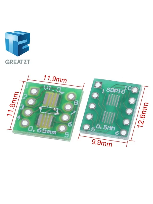 GREATZT Комплект переходников SMD на DIP 7шт. 5SET, 7 шт, фото 2