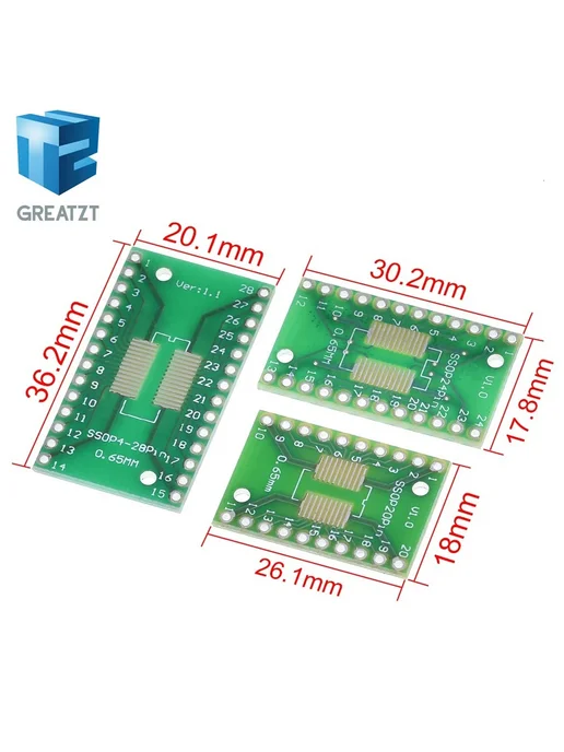 GREATZT Комплект переходников SMD на DIP 7шт. 5SET, 7 шт, фото 4