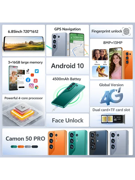 Смартфон iVMi Camon50 Pro 3/16 ГБ, синий, фото 7
