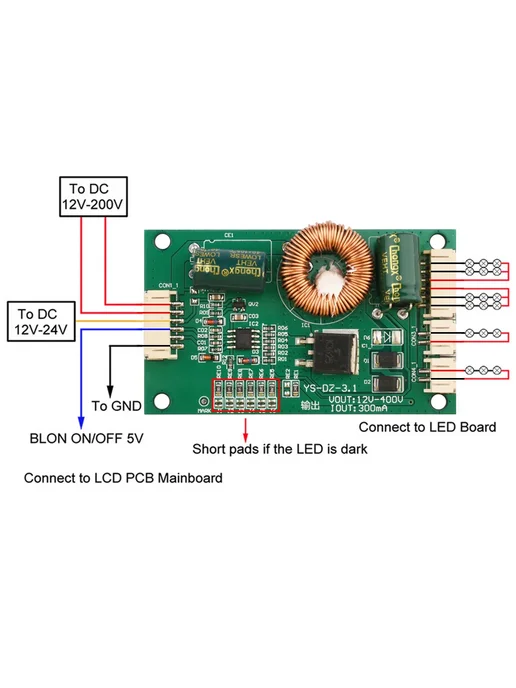 Нет бренда Инвертор подсветки LED TV, 1PCS, DC12-200V, 1 шт, фото 3