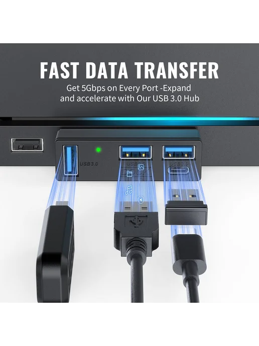 4в1 USB 3.0 хаб для Steam, PS5, ПК, ноутбук, экспелер, вариант, фото 5